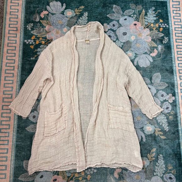 Magaschoni Linen Kimono Sweater Jacket Linen Cardigan Long Open Knit Lightweight - Picture 13 of 16